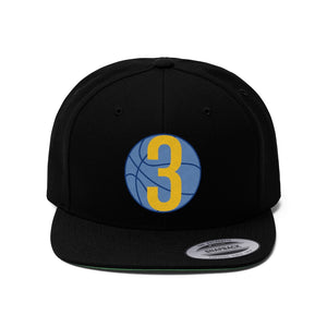 Royal Blue & Gold 3 Ball Logo: Unisex Flat Bill Hat