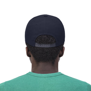 Navy Blue & Red Three: Black Unisex Flat Bill Hat