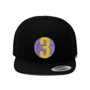 Purple & Gold 3 Ball Logo: Unisex Flat Bill Hat