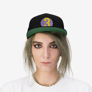 Purple & Gold 3 Ball Logo: Unisex Flat Bill Hat