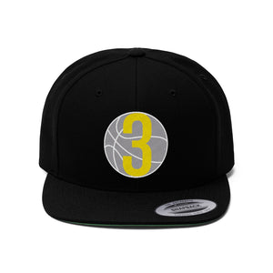 Yellow & White 3 Ball Logo: Unisex Flat Bill Hat