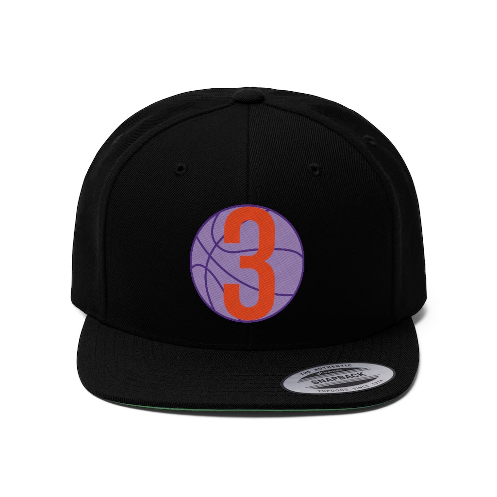 Purple & Orange 3 Ball Logo: Unisex Flat Bill Hat