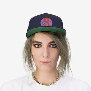 Purple & Orange 3 Ball Logo: Unisex Flat Bill Hat