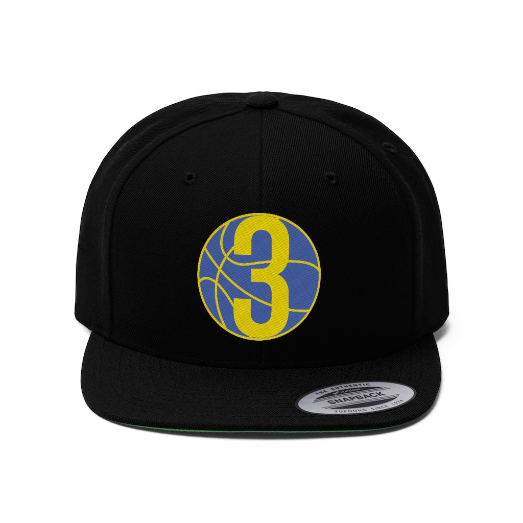 Royal Blue& Yellow: Black Unisex Flat Bill Hat