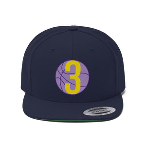 Purple & Gold 3 Ball Logo: Unisex Flat Bill Hat