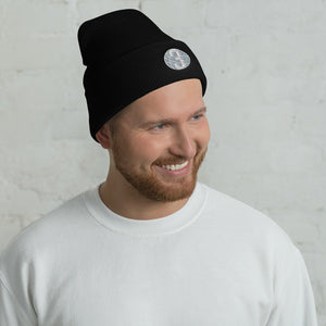 White 3 Ball Logo: Black Cuffed Beanie