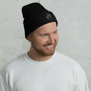 White & Red: Three Black Cuffed Beanie