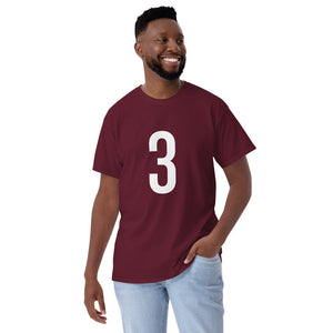 White Three: Maroon Short Sleeve T-Shirt