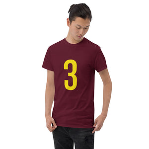 Yellow Three: Maroon Short Sleeve T-Shirt