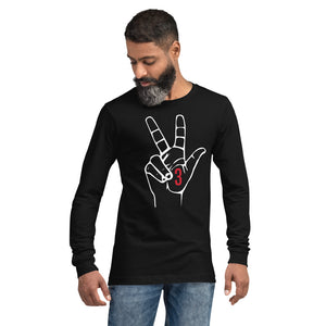 Red & White Three: Black Unisex Long Sleeve Tee