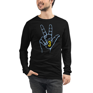 Yellow & Blue Three: Black Unisex Long Sleeve Tee