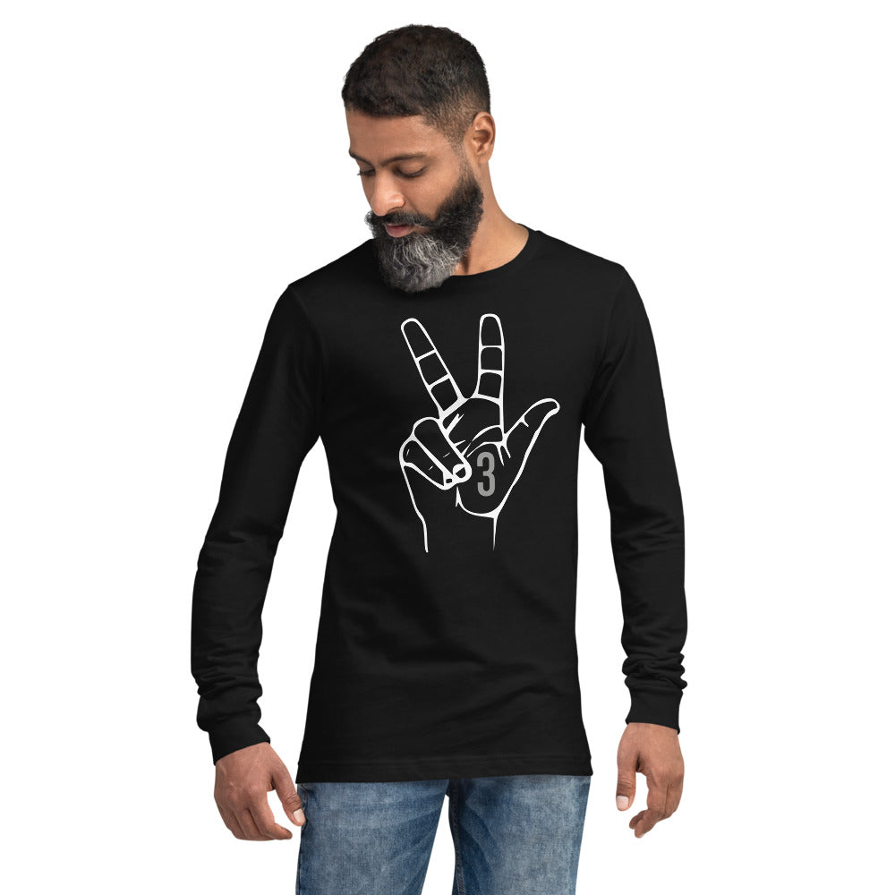 White & Grey Three : Black Unisex Long Sleeve Tee