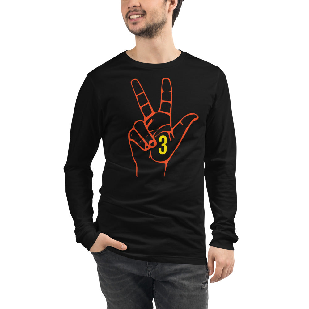 Orange & Yellow Three: Black Unisex Long Sleeve Tee