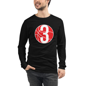 Red & White Three: Black Unisex Long Sleeve Tee