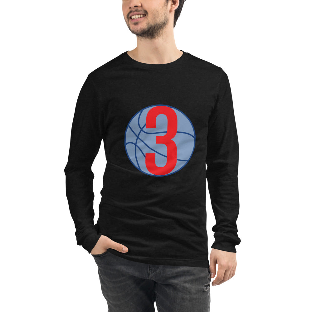 Royal blue & Red 3 Ball Logo: BlackUnisex Long Sleeve Tee