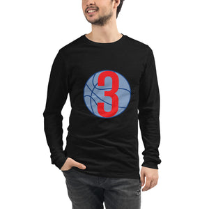 Royal blue & Red 3 Ball Logo: BlackUnisex Long Sleeve Tee