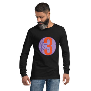 Purple & orange 3 Ball Logo: Black Unisex Long Sleeve Tee