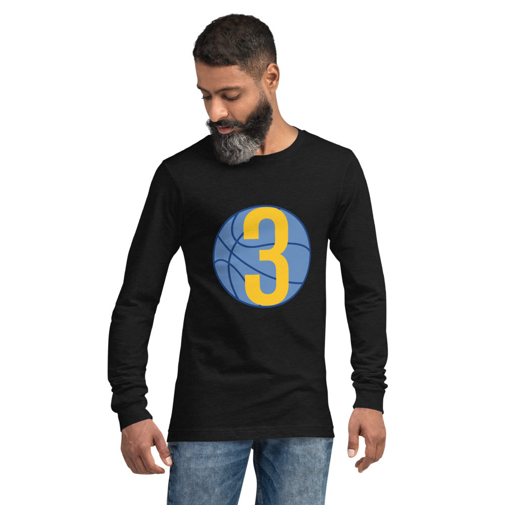 Royal blue & gold 3 Ball Logo: Black Unisex Long Sleeve Tee