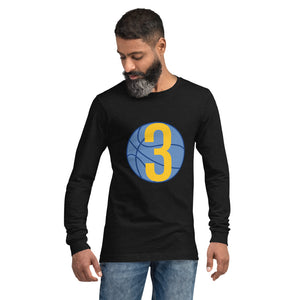 Royal blue & gold 3 Ball Logo: Black Unisex Long Sleeve Tee