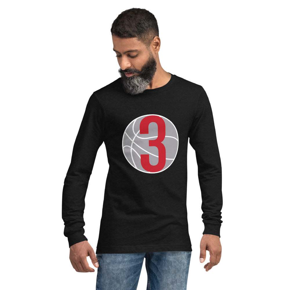 Red & White 3 Ball Logo: Black Unisex Long Sleeve Tee