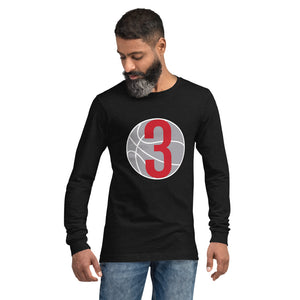 Red & White 3 Ball Logo: Black Unisex Long Sleeve Tee