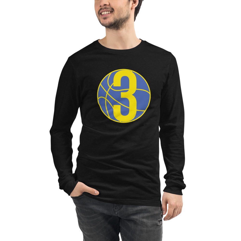 Royal Blue& Yellow: Black Unisex Long Sleeve Tee