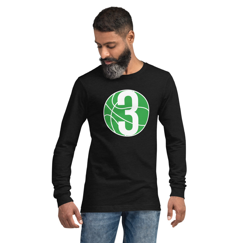 Green & White Three: Black Unisex Long Sleeve Tee