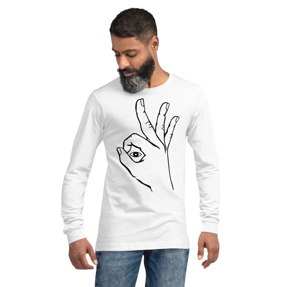 Eyeball: White Unisex Long Sleeve Tee