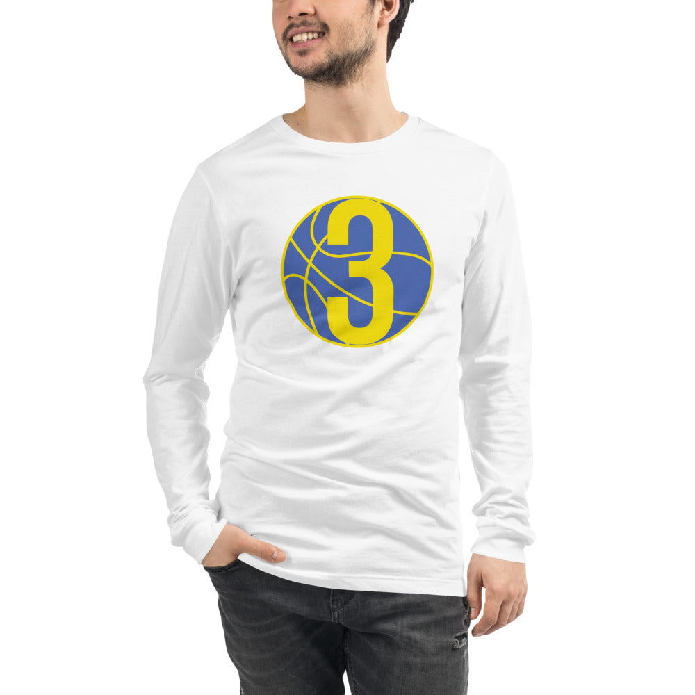 Royal Blue & Yellow: White Unisex Long Sleeve Tee