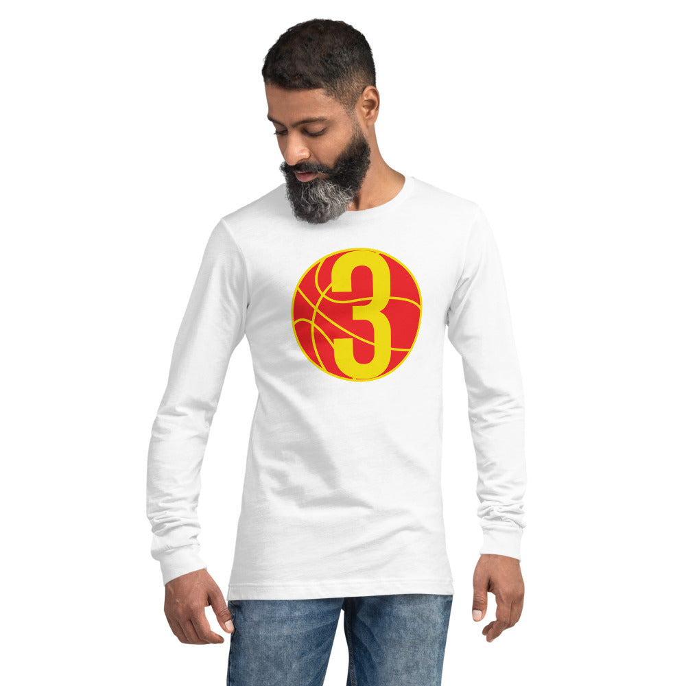 Red & Yellow Three: White Unisex Long Sleeve Tee