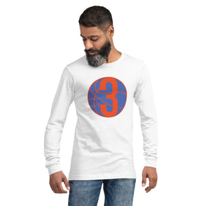 Blue & Orange Three: White Unisex Long Sleeve Tee