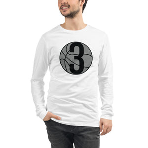 Grey & Black Three: White Unisex Long Sleeve Tee