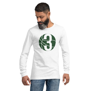 Forest Green & White Three: White Unisex Long Sleeve Tee