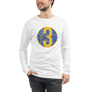 Royal Blue & Gold Three: White Unisex Long Sleeve Tee