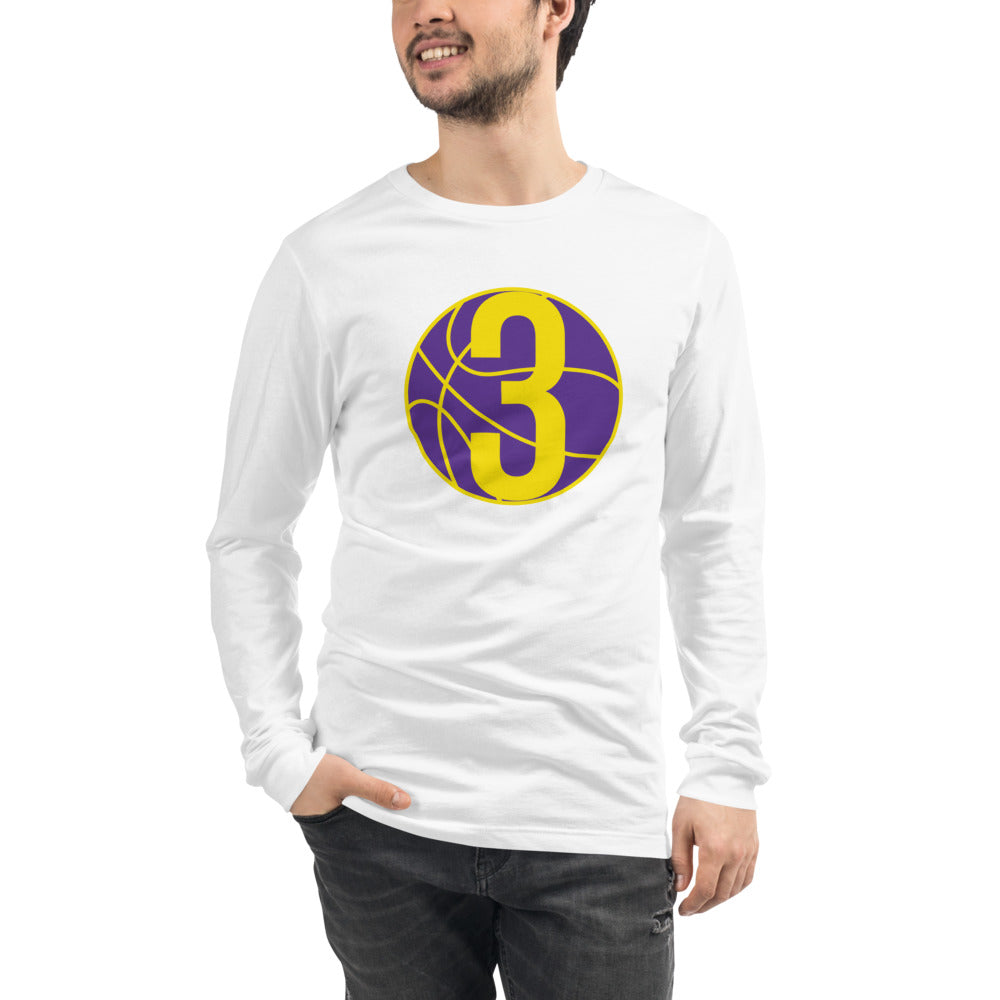 Purple & Gold Three: White Unisex Long Sleeve Tee