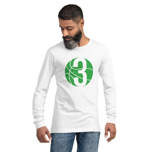 Green & White Three: White Unisex Long Sleeve Tee