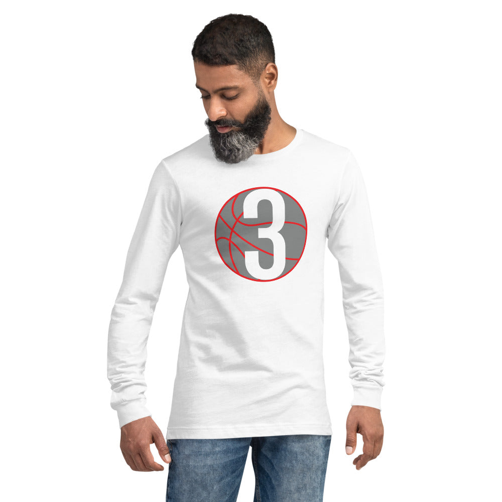 Grey & White Three: White Unisex Long Sleeve Tee