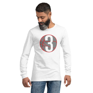 Grey & White Three: White Unisex Long Sleeve Tee