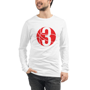 Red & White Three: White Unisex Long Sleeve Tee