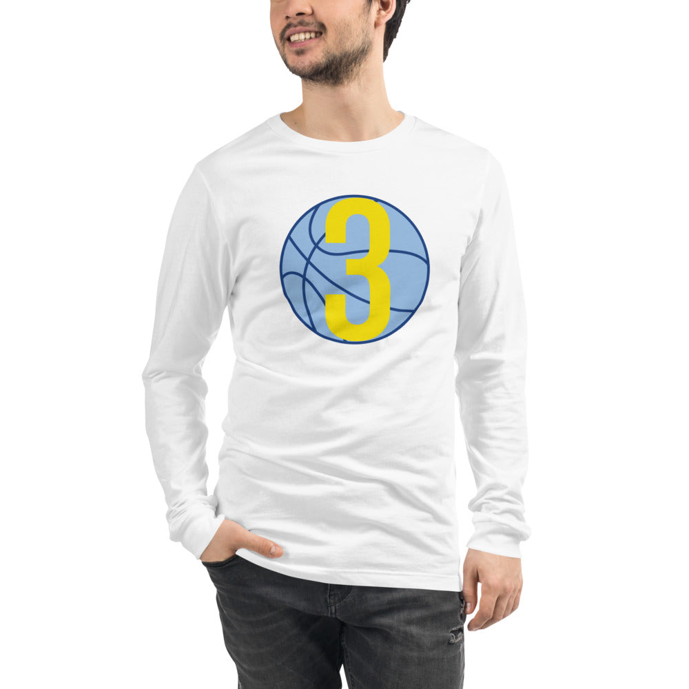 Blue & Yellow Three: White Unisex Long Sleeve Tee