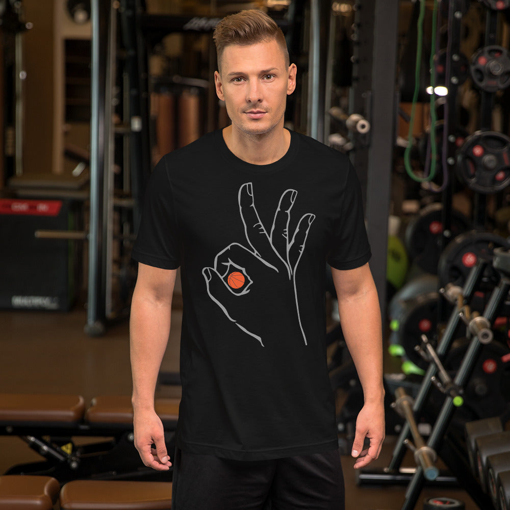 Grey Basketball: Black Short-Sleeve Unisex T-Shirt