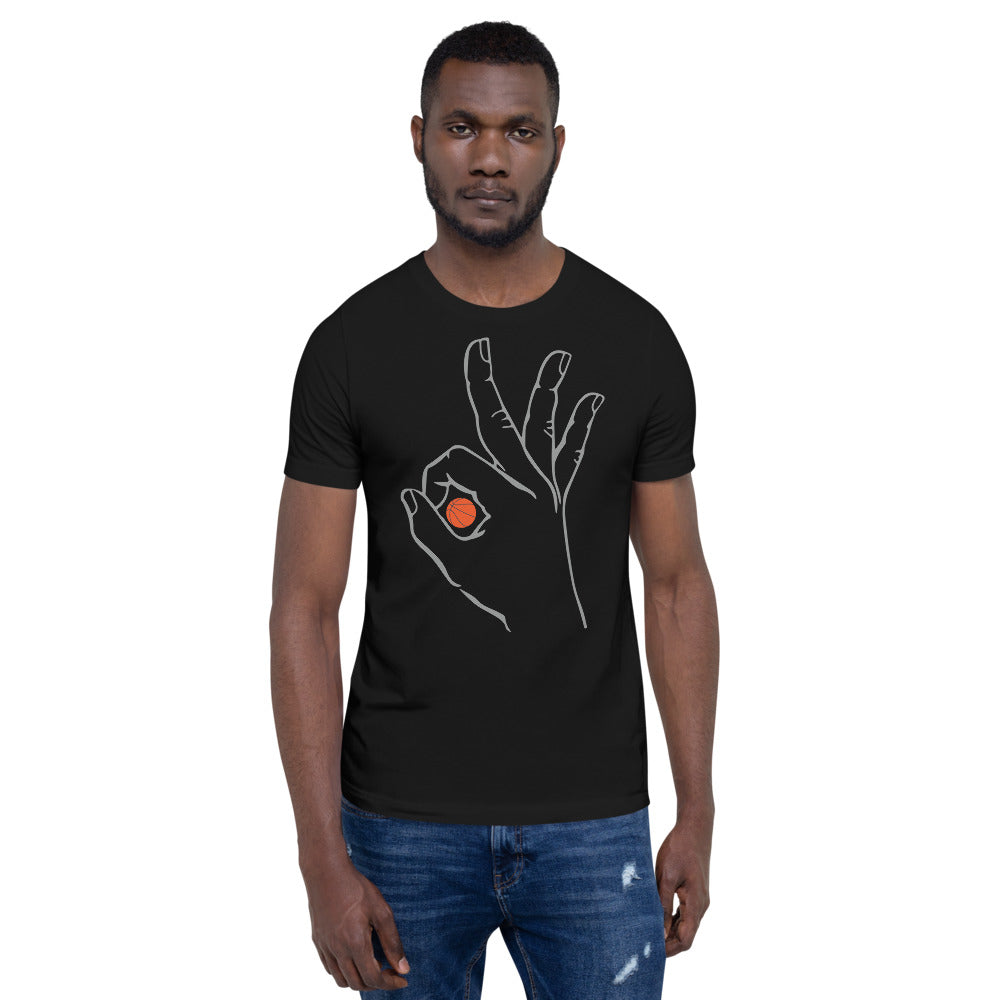 Grey Basketball: Black Short-Sleeve Unisex T-Shirt