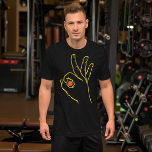 Yellow Basketball: Black Short-Sleeve Unisex T-Shirt