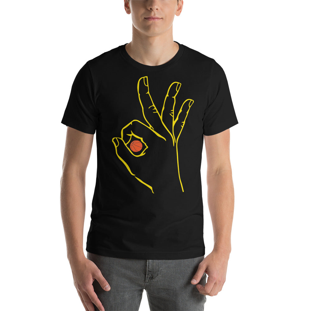 Yellow Basketball: Black Short-Sleeve Unisex T-Shirt