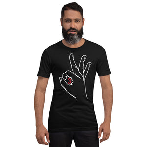 White Red Three: Black Short-Sleeve Unisex T-Shirt