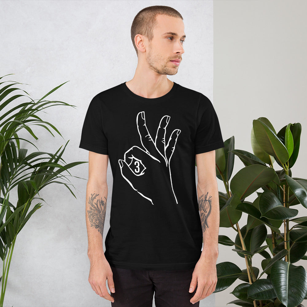 White Three: Black Short-Sleeve Unisex T-Shirt