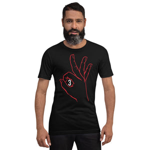 Red White Three: Black Short-Sleeve Unisex T-Shirt