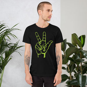 Lime Three: Navy Blue Short-Sleeve Unisex T-Shirt