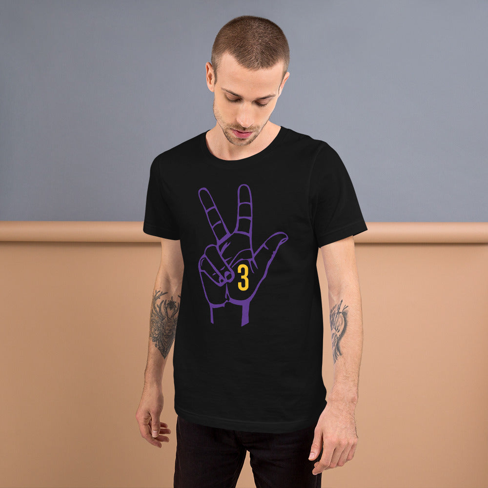 Purple & Gold Three: Black Short-Sleeve Unisex T-Shirt