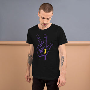 Purple & Gold Three: Black Short-Sleeve Unisex T-Shirt